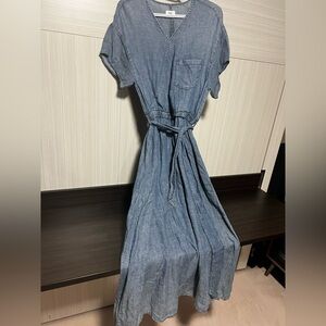 Wash Lab Denim BoHo Cowgirl Short Sleeve Maxi Dress size L